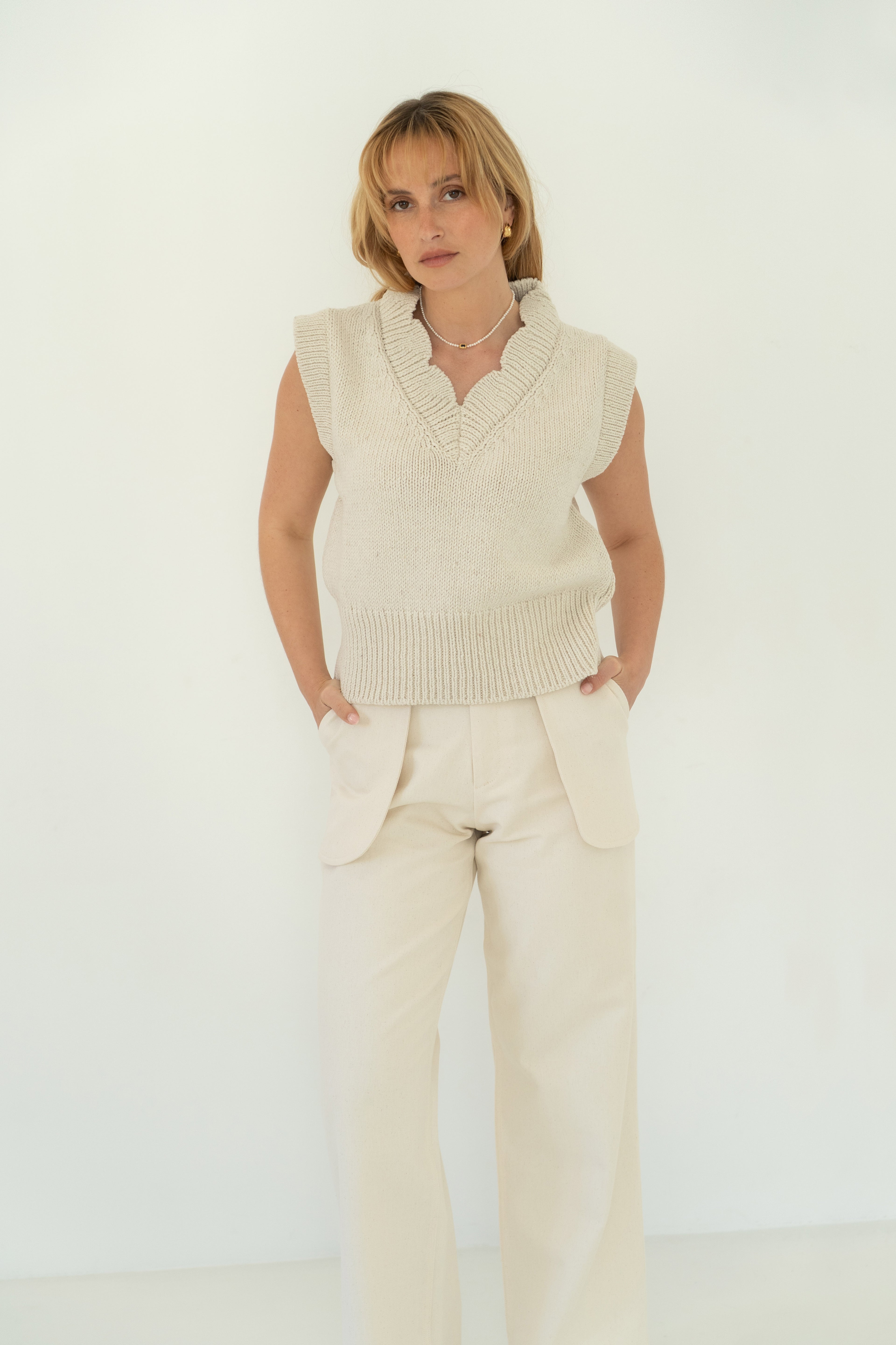 Calças BENI denim - cru natural